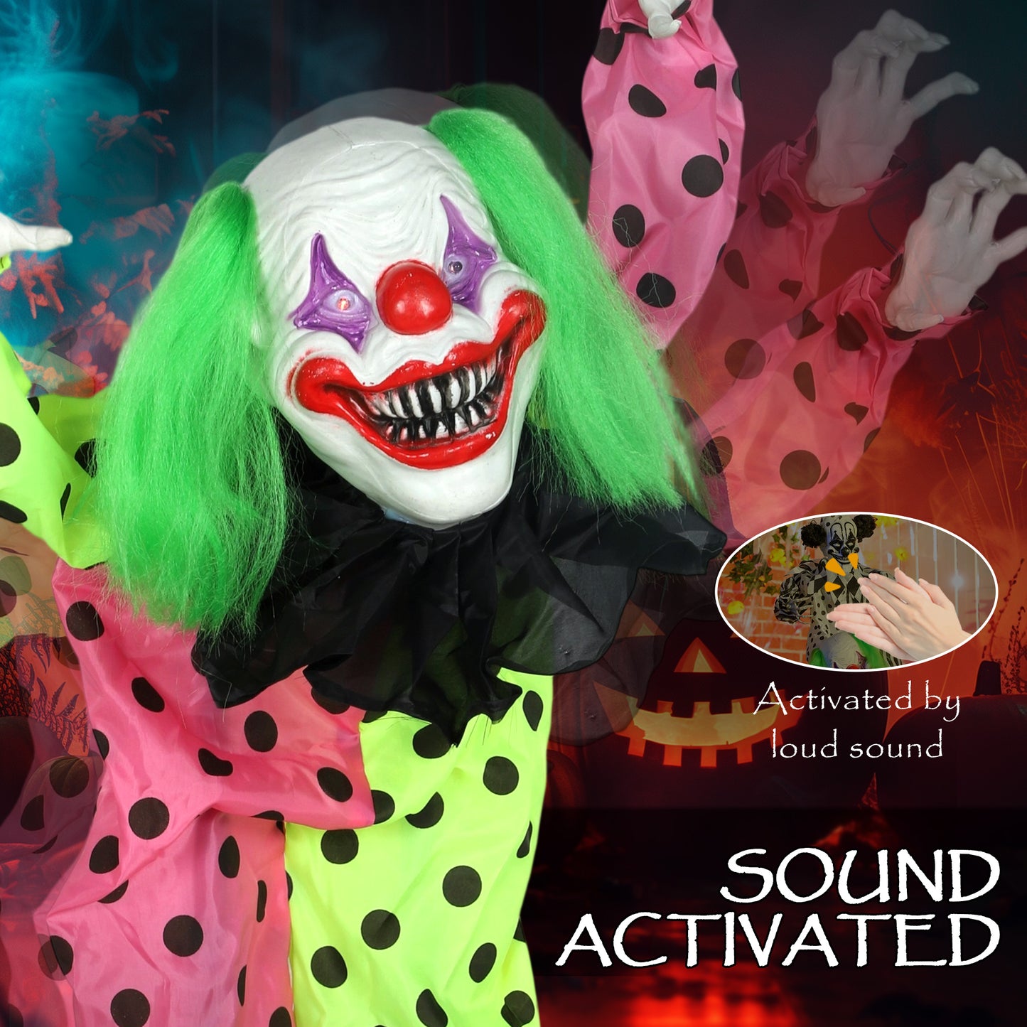 Sound Activated Stackable Halloween Animatronics Clowns