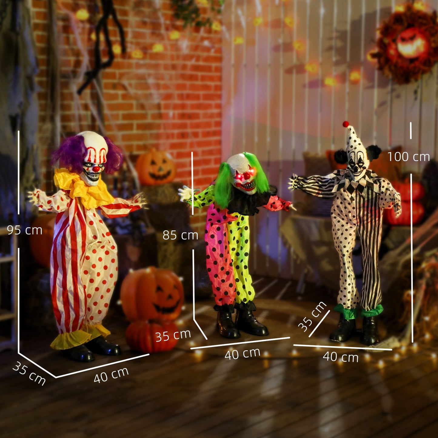Sound Activated Stackable Halloween Animatronics Clowns