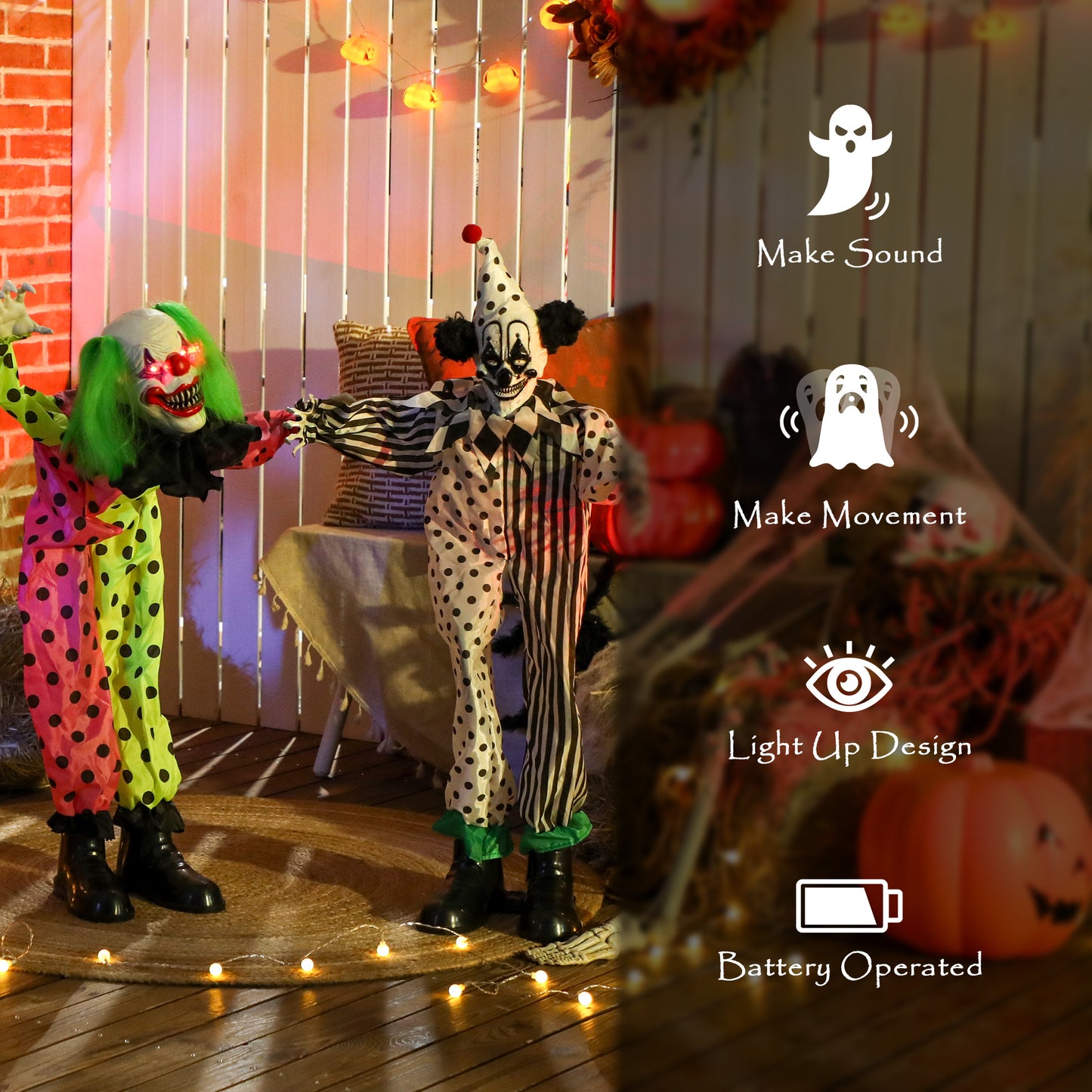 Sound Activated Stackable Halloween Animatronics Clowns