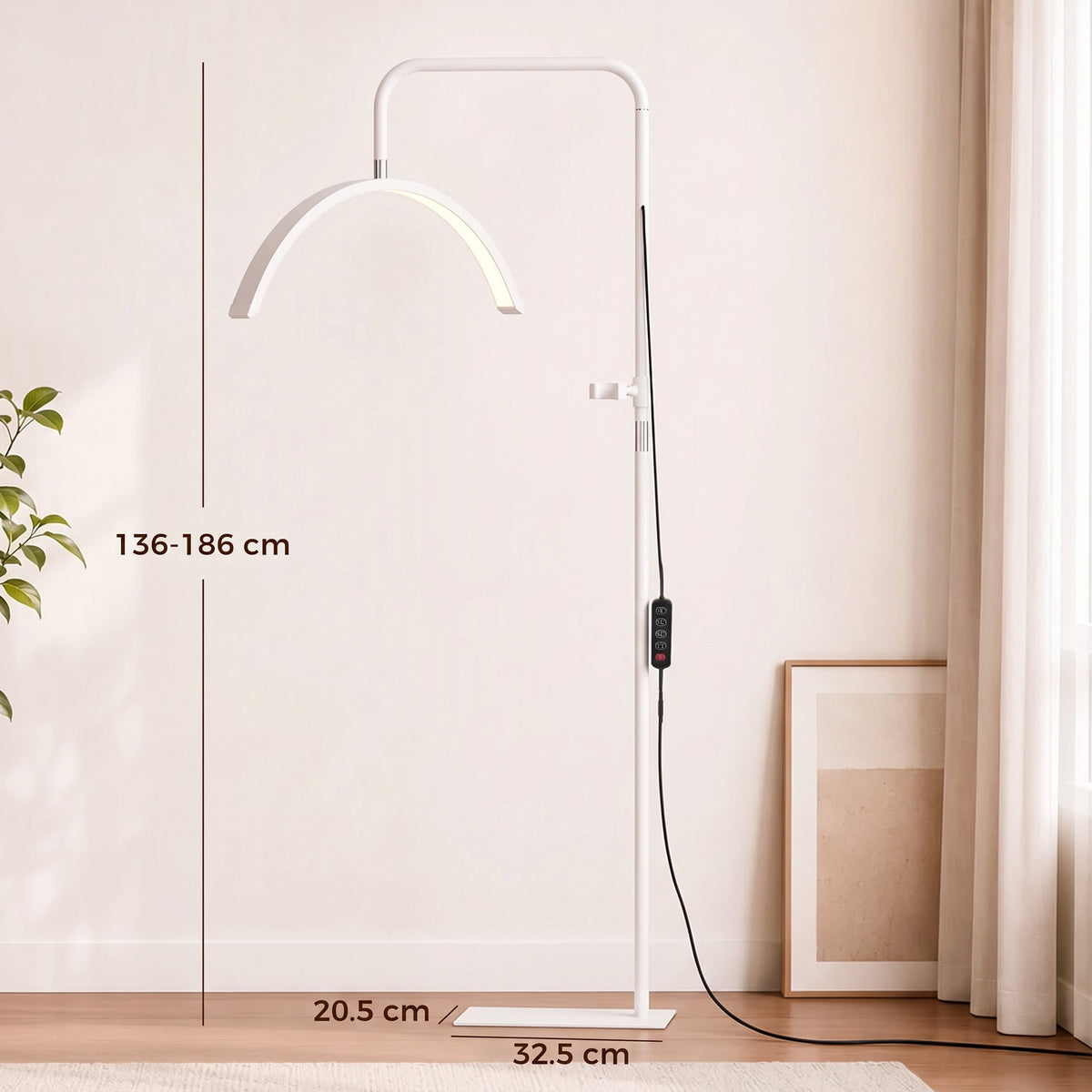 Half Moon Lash Light, Beauty Floor Lamp with Rotatable Head