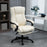 PU Leather Office Chair, Swivel Computer Chair with Footrest, Wheels, Adjustable Height, Cream White