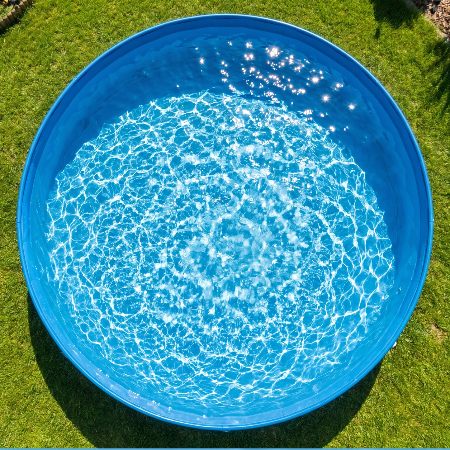 Foldable Dog Pool for Puppies and Ducks, Thickened PVC Dog Paddling Pool Bath Tub Hard Board, Anti-Slip Bottom and Hose Adapter for Easy Drainage, 100 x 30cm, Blue and Dark Grey