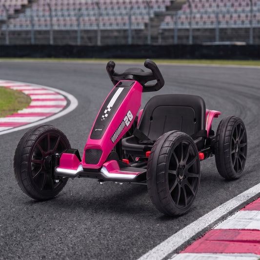 12V Kids' Electric Go-Kart with Dual Motors and Adjustable Seat - Pink & Black