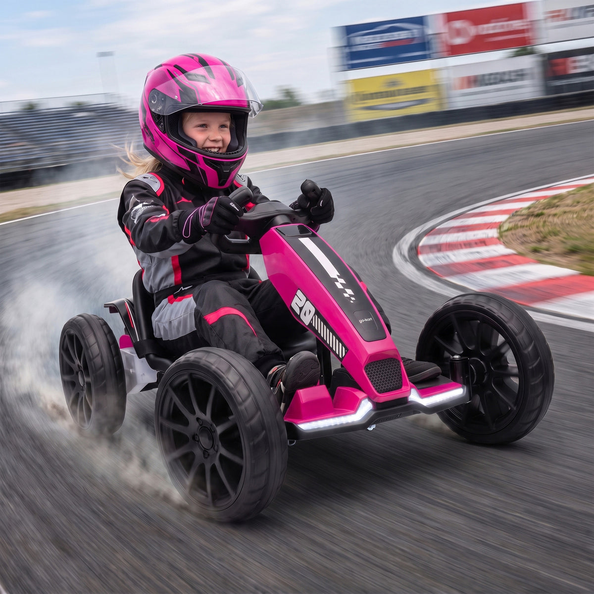 12V Kids' Electric Go-Kart with Dual Motors and Adjustable Seat - Pink & Black