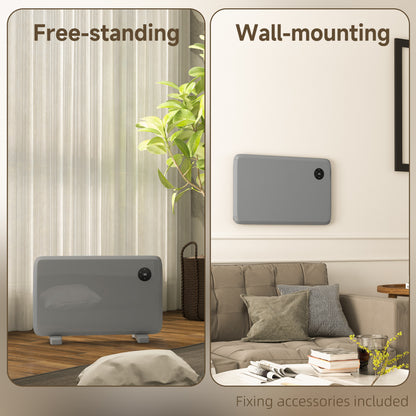 Electric Convector Heater, Quiet Space Heater w/ LED Display, Grey
