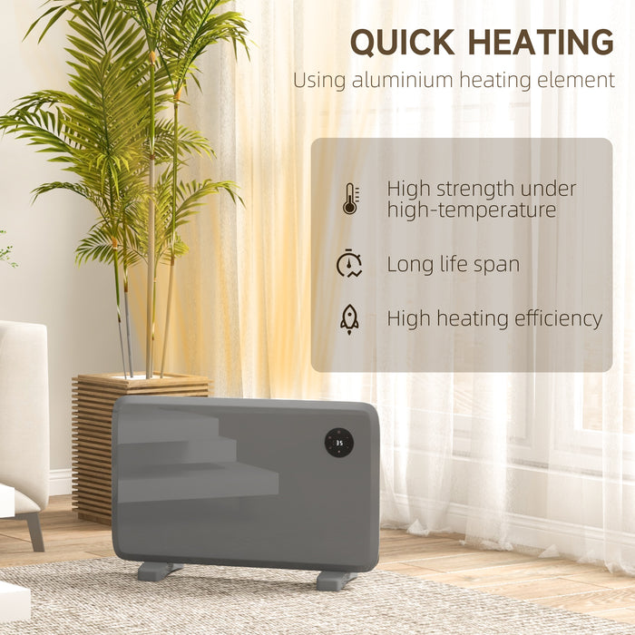 Electric Convector Heater, Quiet Space Heater w/ LED Display, Grey