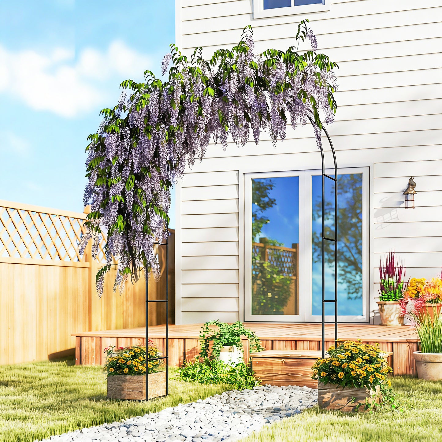 Garden Arch, 2.4 m High x 1.5 m Wide Metal Outdoor Wedding Arch
