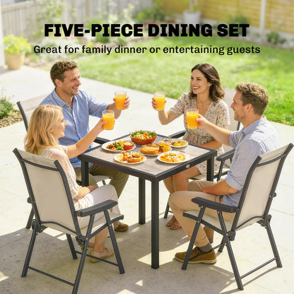 5 Pieces Outdoor Dining Set, Garden Dining Set for 4, Brown