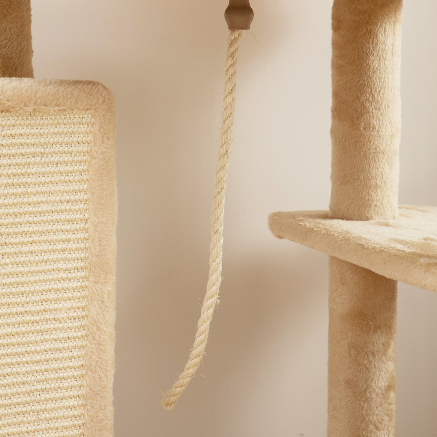 Cat Tree Tower Scratching Post Bed House, 132cm, Beige