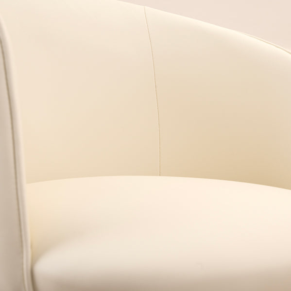 Bellucci Dining Chair - Cream Faux Leather – Brass Caps