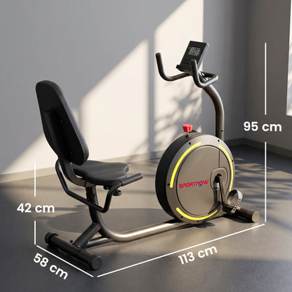 Magnetic Recumbent Exercise Bike with Bluetooth App Connectivity - Black