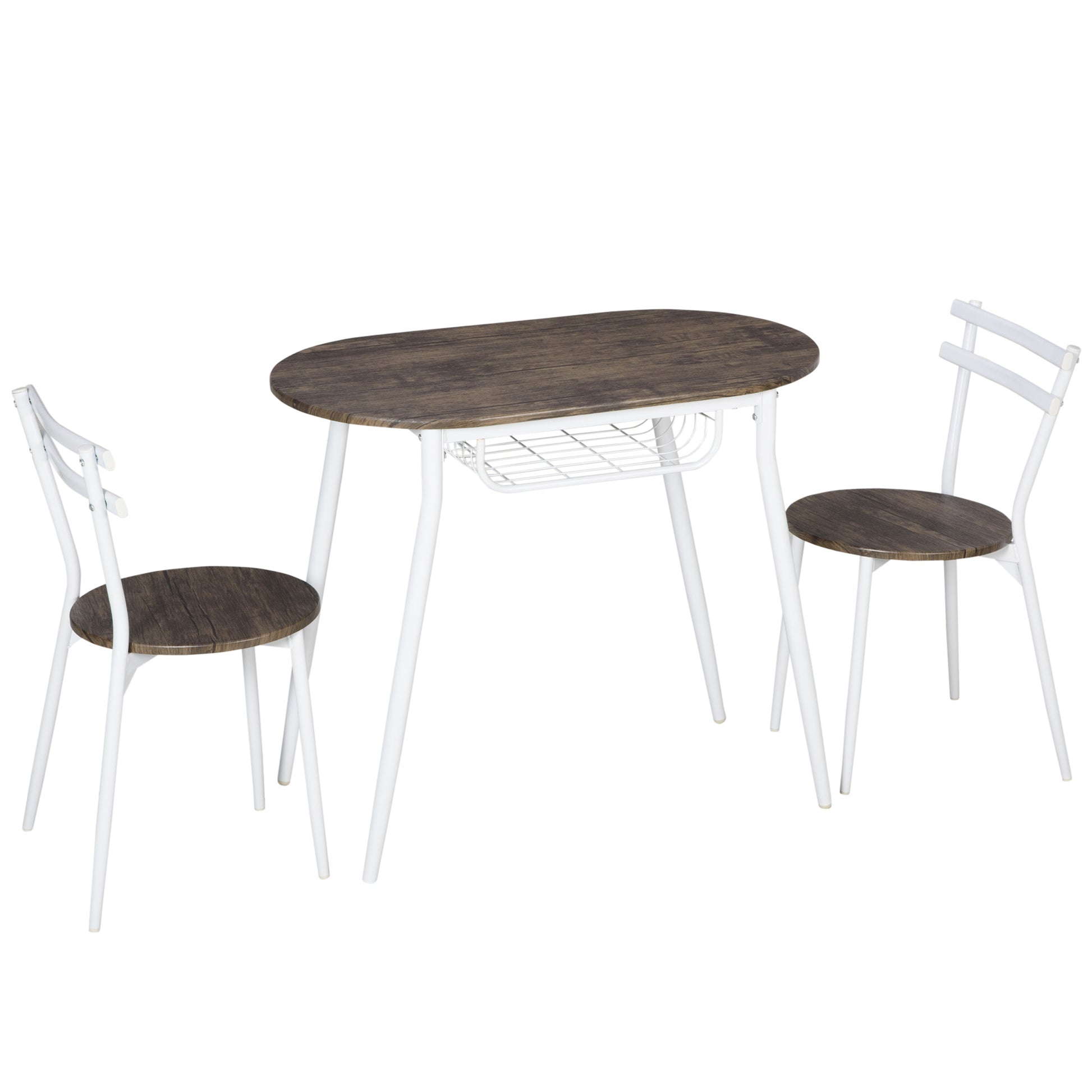 3-Piece Dining Table and Chairs Set, Oval Kitchen Table with