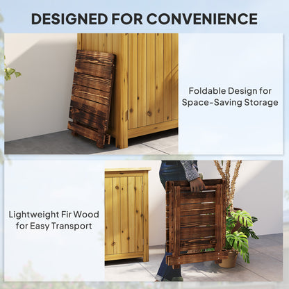Wooden Folding Garden Table, Folding Side Table, Carbonised Finish