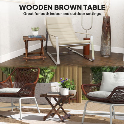 Wooden Folding Garden Table, Folding Side Table, Carbonised Finish