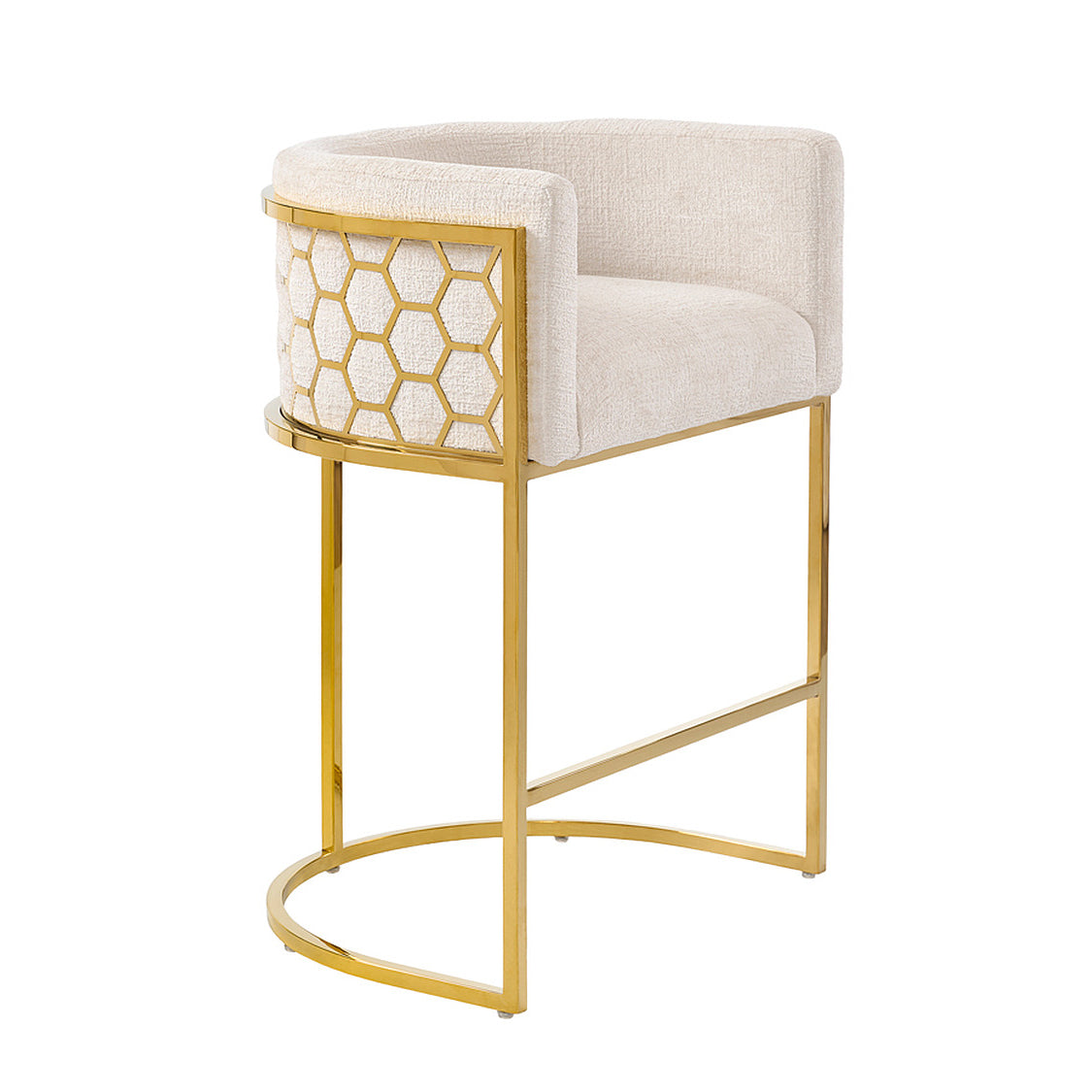 Alveare Counter Stool Brass - Light Taupe