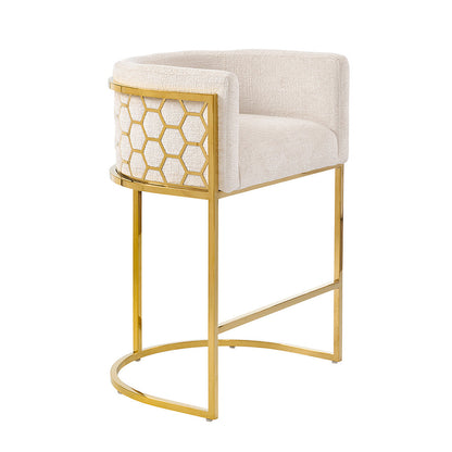 Alveare Counter Stool Brass - Light Taupe