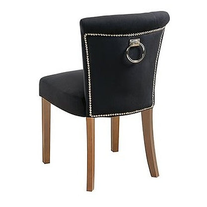 Positano Dining Chair with Back Ring - Black Velvet Natural legs