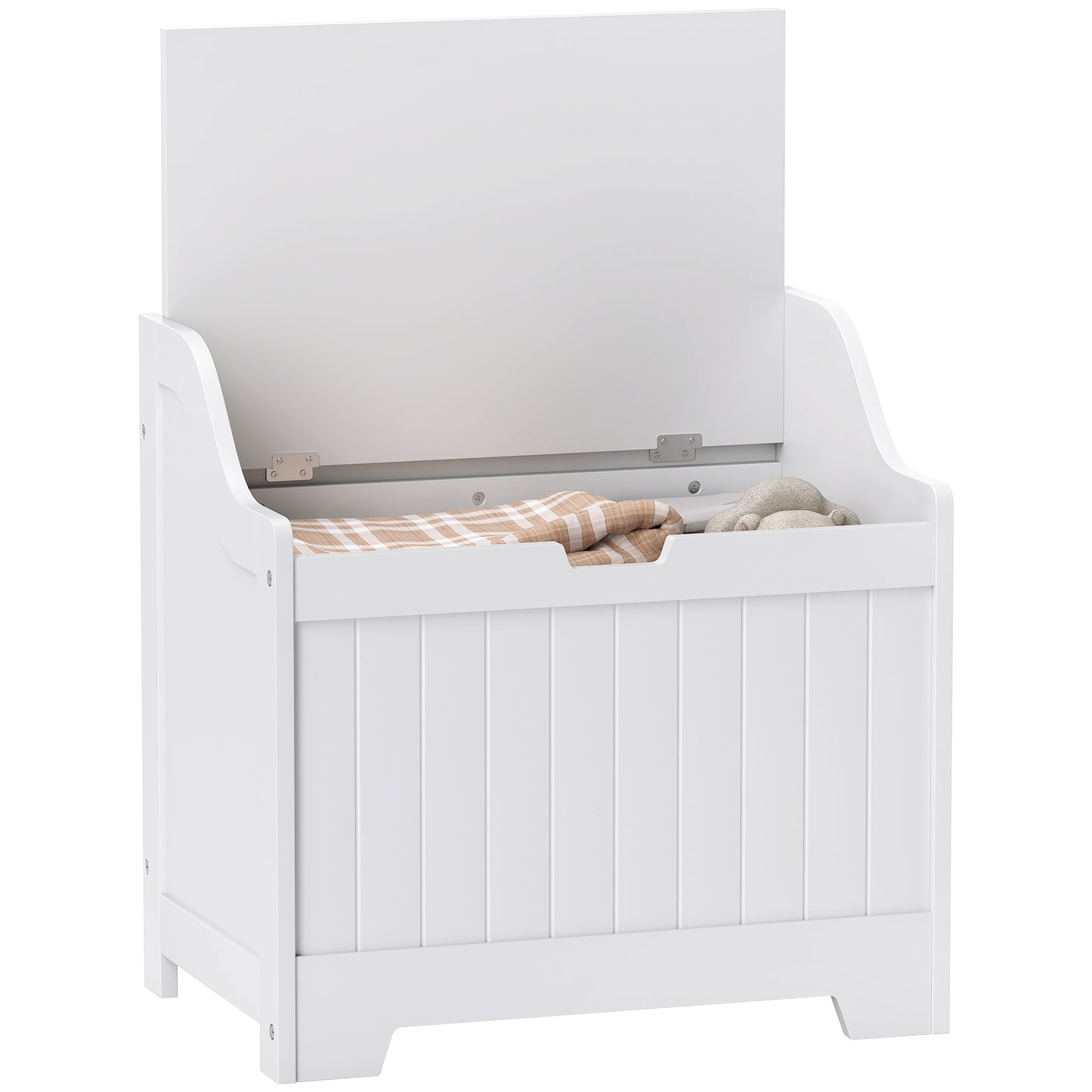 Storage Trunk with Safety Hinge for Living Room, 56.4cm, White