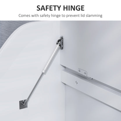 Storage Trunk with Safety Hinge for Living Room, 56.4cm, White