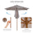 2.5m Wood Garden Parasol Sun Shade Patio Outdoor Wooden Umbrella Canopy Grey