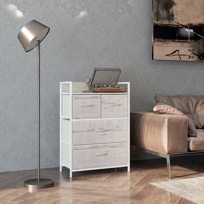 Bedroom Chest of Drawers 4 Drawer Dresser w/ Shelf, Natural