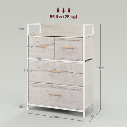 Bedroom Chest of Drawers 4 Drawer Dresser w/ Shelf, Natural