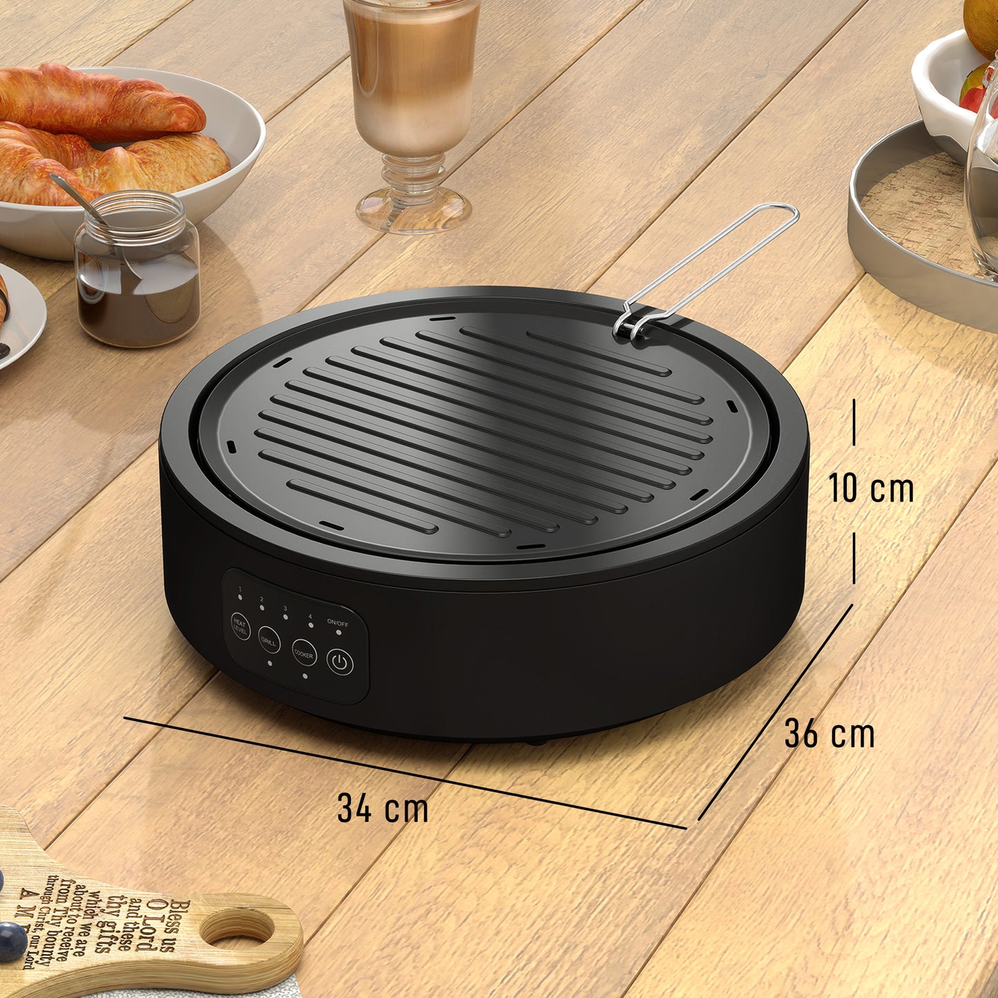 Electric Ceramic Hob with Grill Plate with 4 Heat Levels for All Type