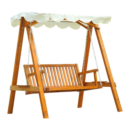 2 Seater Wooden Garden Swing Chair Seat Hammock Bench Furniture Lounger