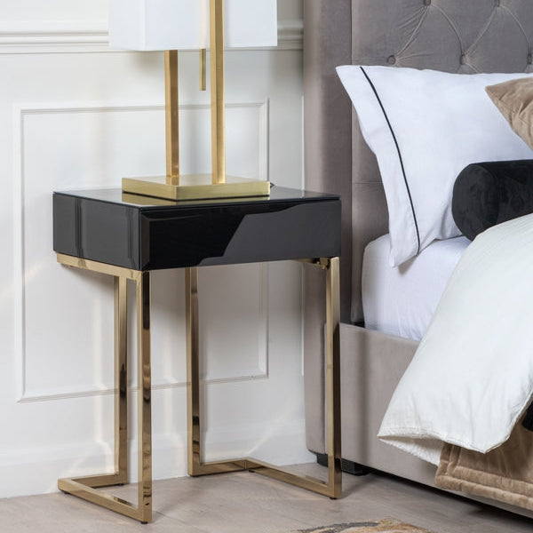 Lorenzo Black Glass Side Table