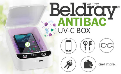Beldray  AntiBac UV-C Portable Sterilising Box for Phones, Keys, Glasses and More | USB Powered, White, 18 x 10 x 2,2 cm