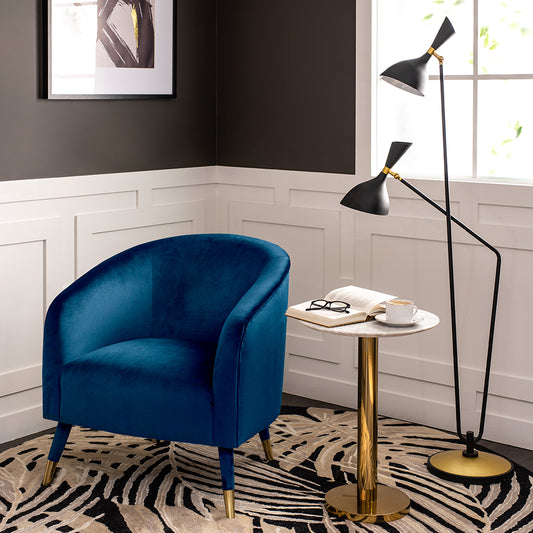Bellucci Armchair - Navy Blue - Brass Caps