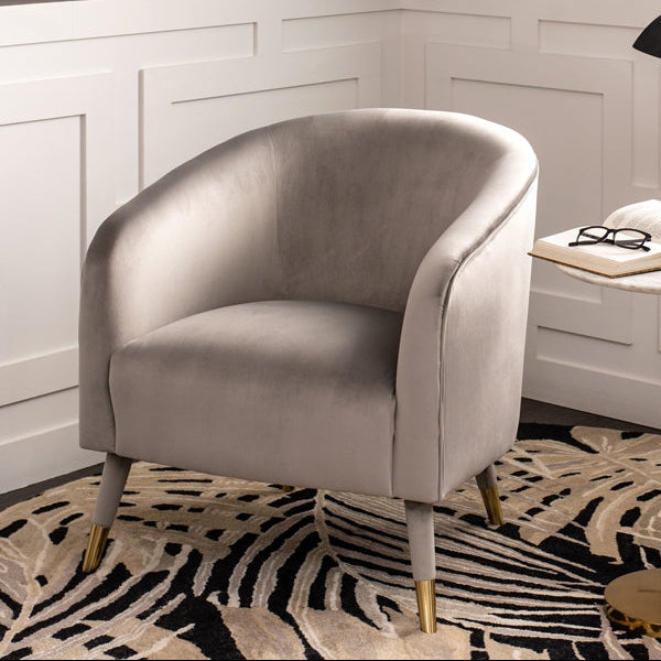 Bellucci Armchair - Dove Grey - Brass Caps