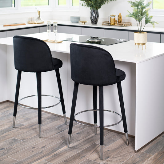 Bellucci Counter Stool - Black - Silver Caps