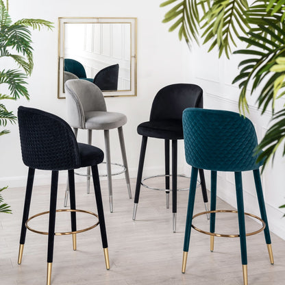 Bellucci Counter Stool - Black - Silver Caps
