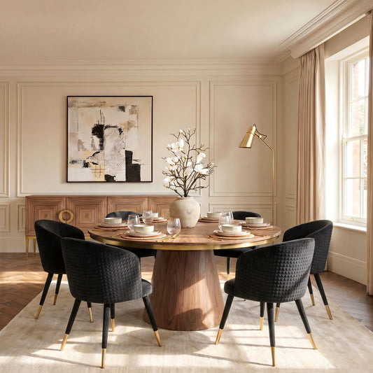Bellucci Circles Dining Chair - Black - Brass Caps