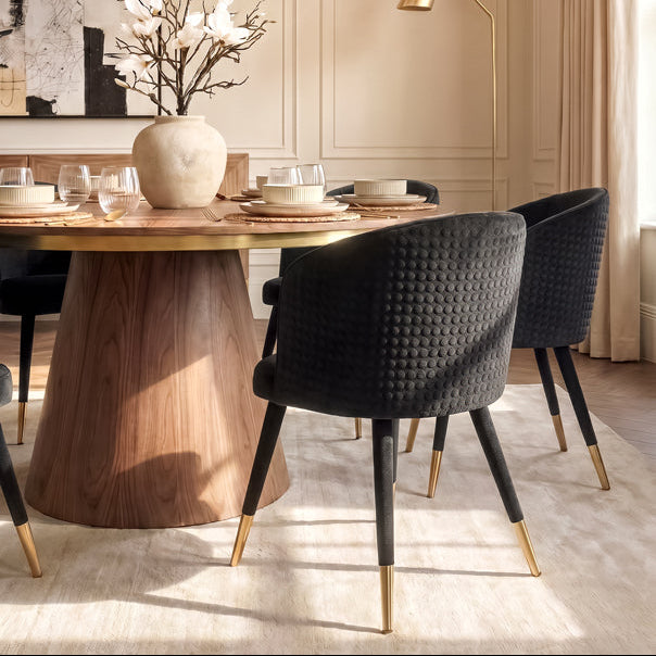 Bellucci Circles Dining Chair - Black - Brass Caps