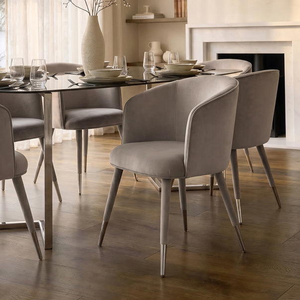 Bellucci Dining Chair - Dove Grey - Silver Caps