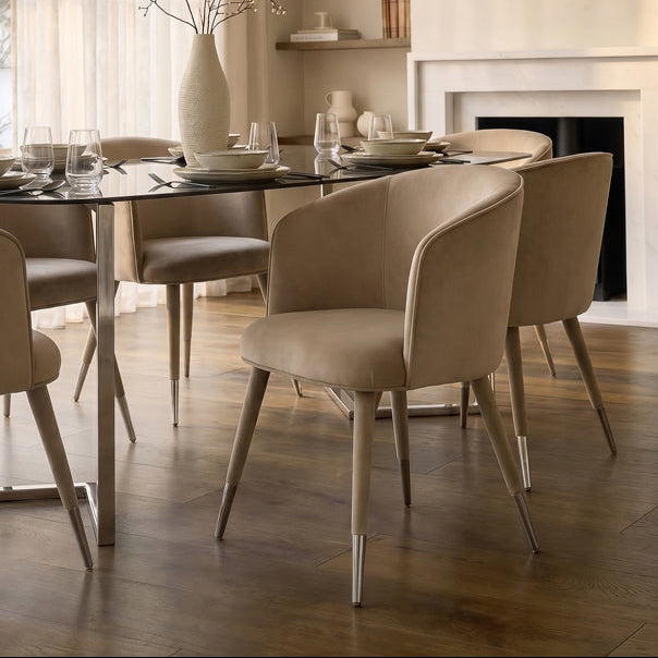 Bellucci Dining Chair - Taupe - Silver Caps