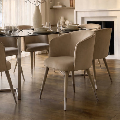Bellucci Dining Chair - Taupe - Silver Caps