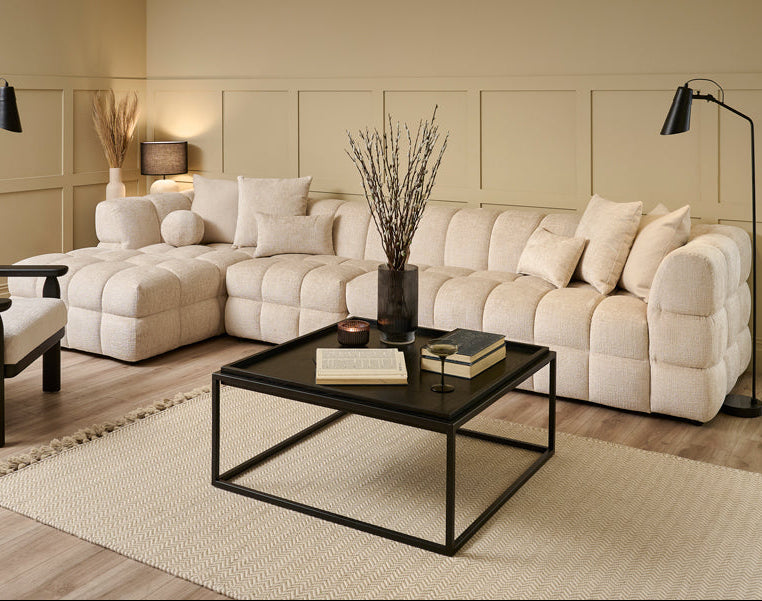 Berlin Extra Large Left-Hand Corner Sofa Light Taupe Chenille