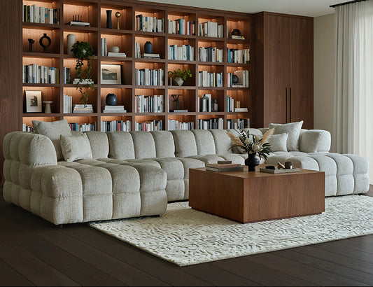 Berlin U-Shaped Corner Sofa – Light Taupe Chenille