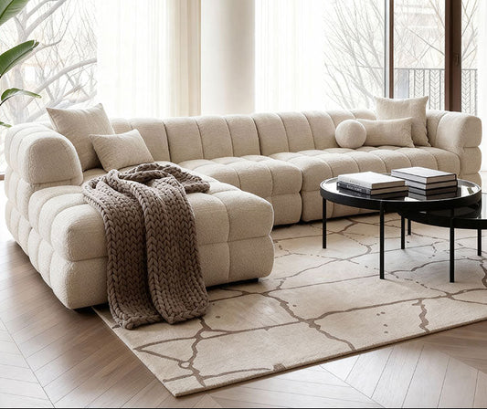 Berlin Extra Large Left-Hand Corner Sofa Light Taupe Chenille