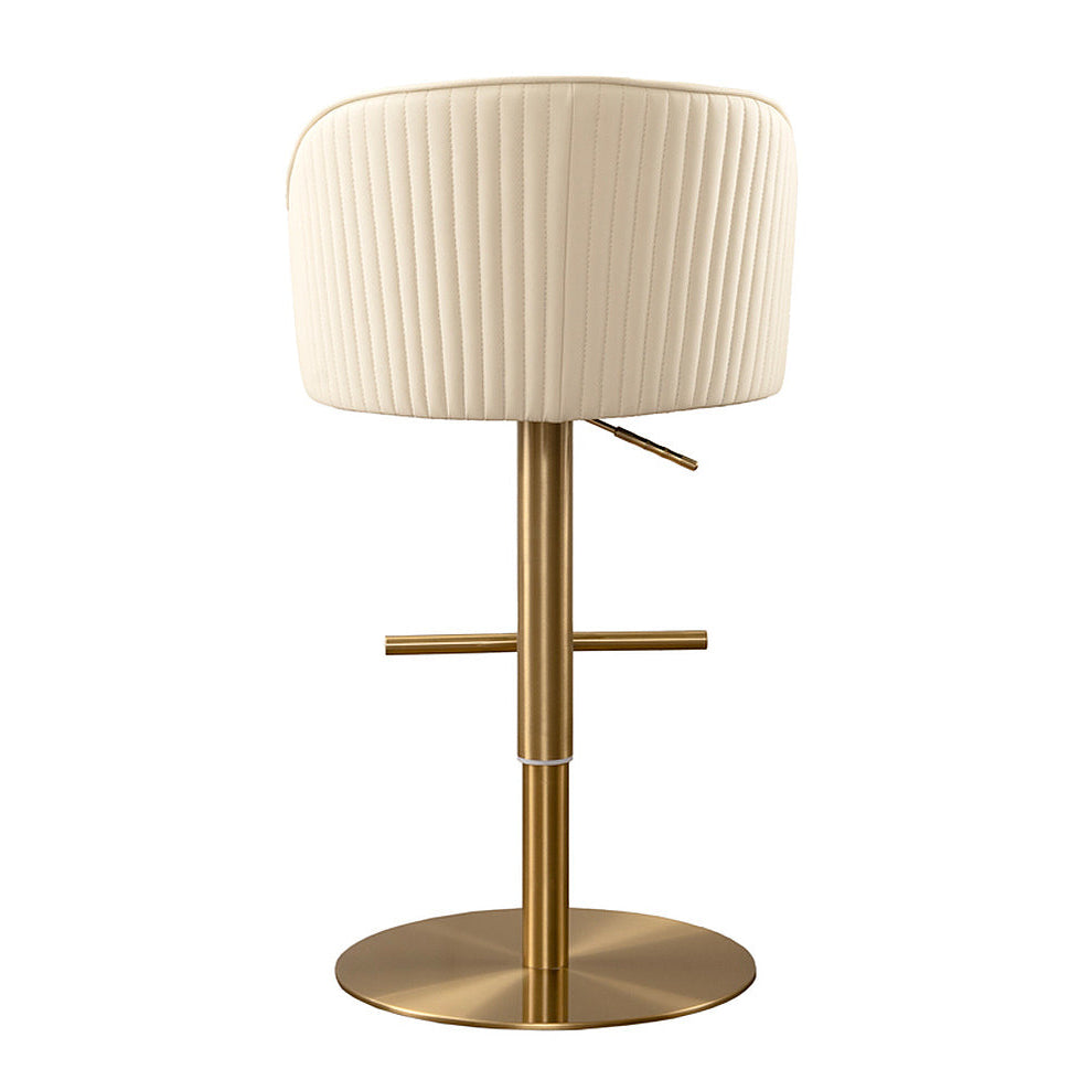 Ella Bar Stool - Cream Faux Leather - Brass Base