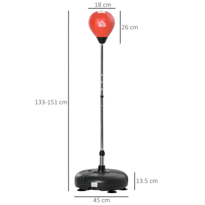 Punching Bag with Stand, Freestanding Boxing Bag Set, with Speedball, 133-151cm Adjustable Height, for Teens, Red/Black