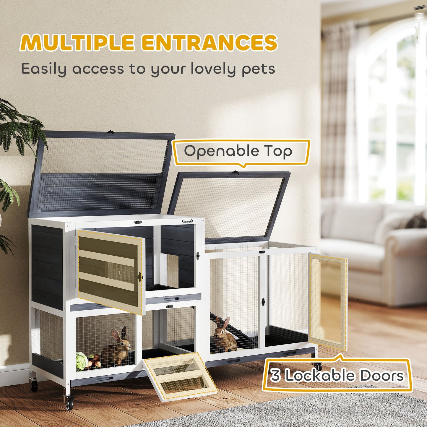 Wicker Dog House, Rattan Pet Bed with Soft Cushion- Dark Grey