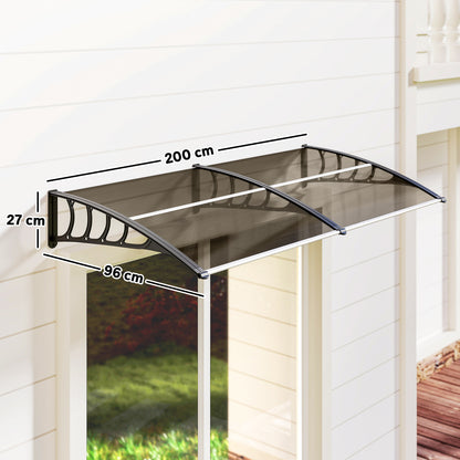 Door Canopy Outdoor Awning Rain Shelter for Window Porch, Brown