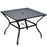 Garden Table with Parasol Hole, Outdoor Dining Garden Table for Four, Square Patio Table with Slatted Metal Plate Top, Black