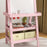 Double-Sided Art Easel for Kids w/ Paper Roll, Storage Baskets Pink