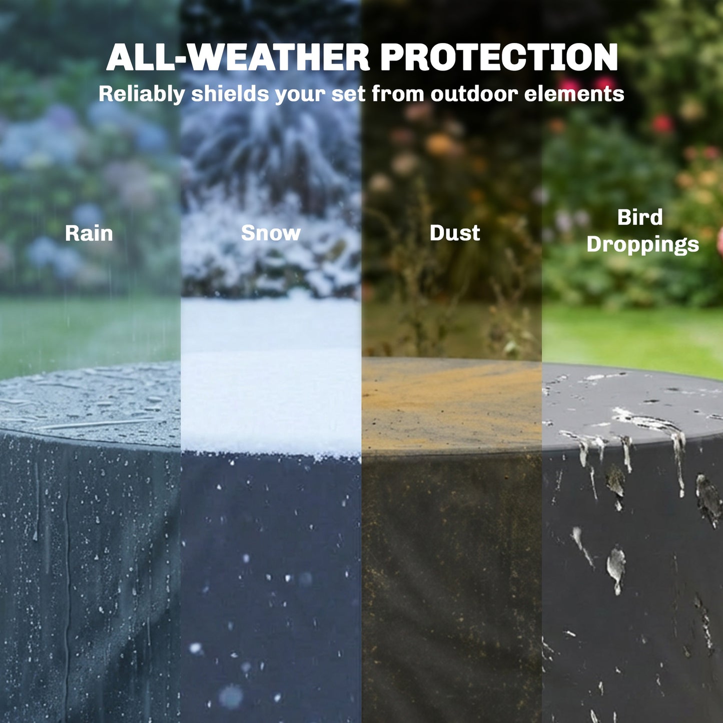 Round Garden Furniture Cover Waterproof Dia.214 x 70 cm, Black