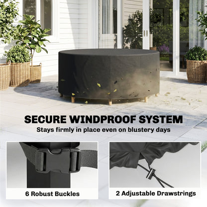 Round Garden Furniture Cover Waterproof Dia.214 x 70 cm, Black